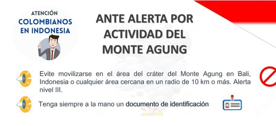 Consulado de Colombia en Jakarta publica las recomendaciones de seguridad ante la actividad volcánica del Monte Agung